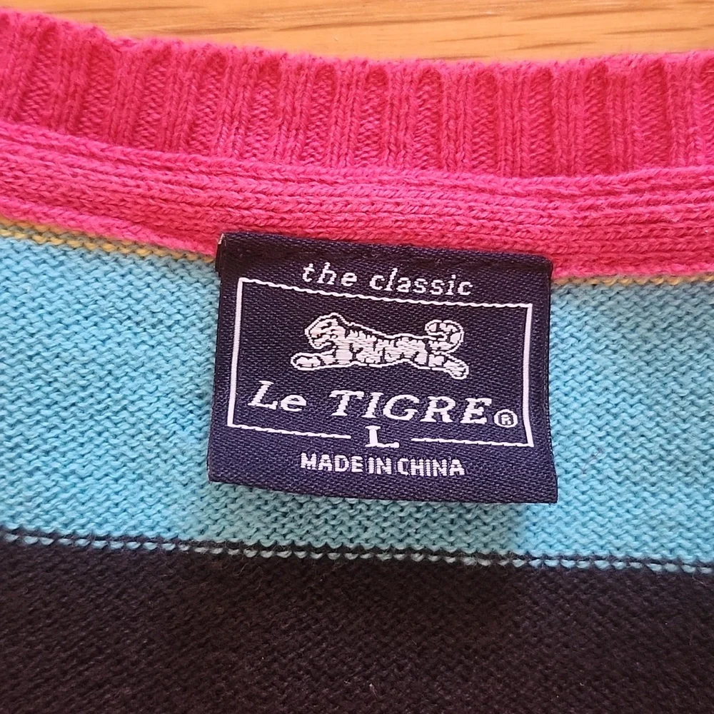 Le Tigre striped v-neck sweater women's large - Picture 3 of 5